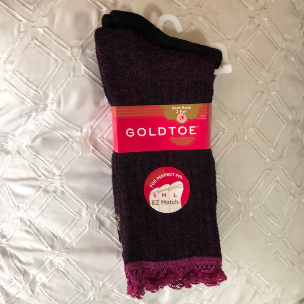 Gold Toe Women’s Boot Sock w Lace Sz L(2-10.5) 2pr